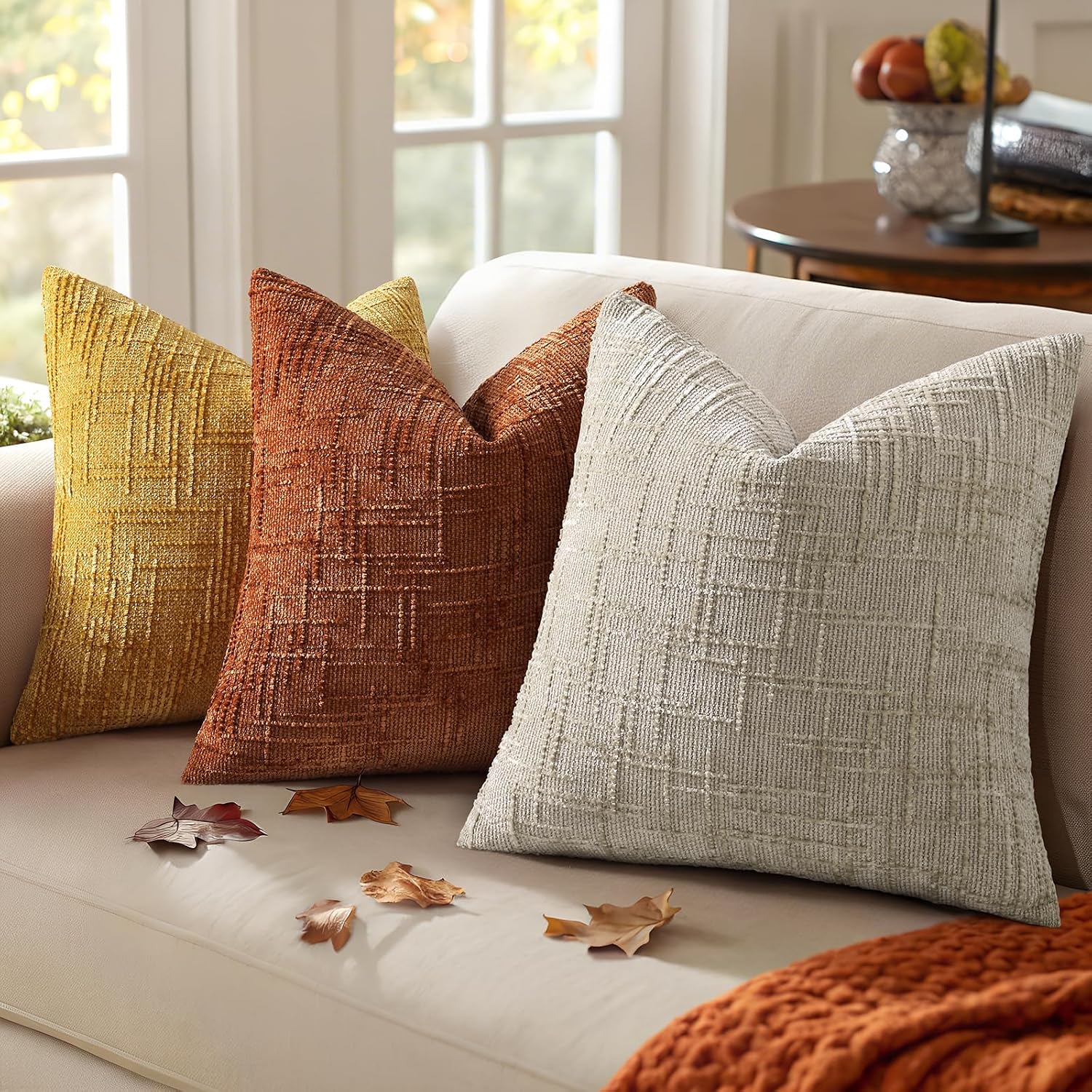 decorUhome Rust Chenille Throw Pillow Covers 12x20 Set of 2 Textured Soft Cozy Slubby Couch Pillow Covers Modern Farmhouse Boho Decorative…