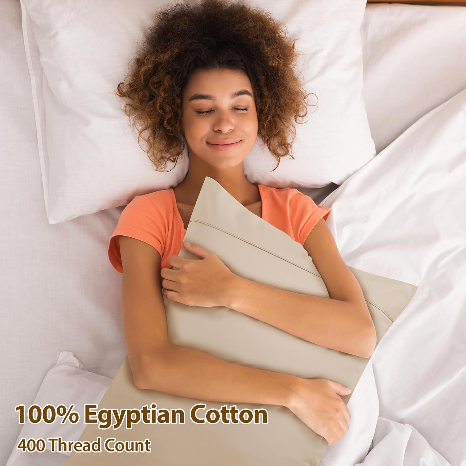 ShunjieHome 100% Egyptian Cotton Pillow Cases Set of 2, Queen Size 400 Thread Count Cooling Pillowcases, Soft and Breathable Pillow Covers wi…