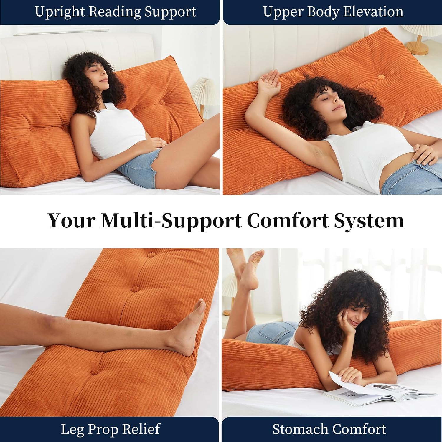Wedge Headboard Triangular Reading Pillow for Sitting Up in Bed Adult Backrest Body Support, Cloud Upholstered Cushion Back Support…