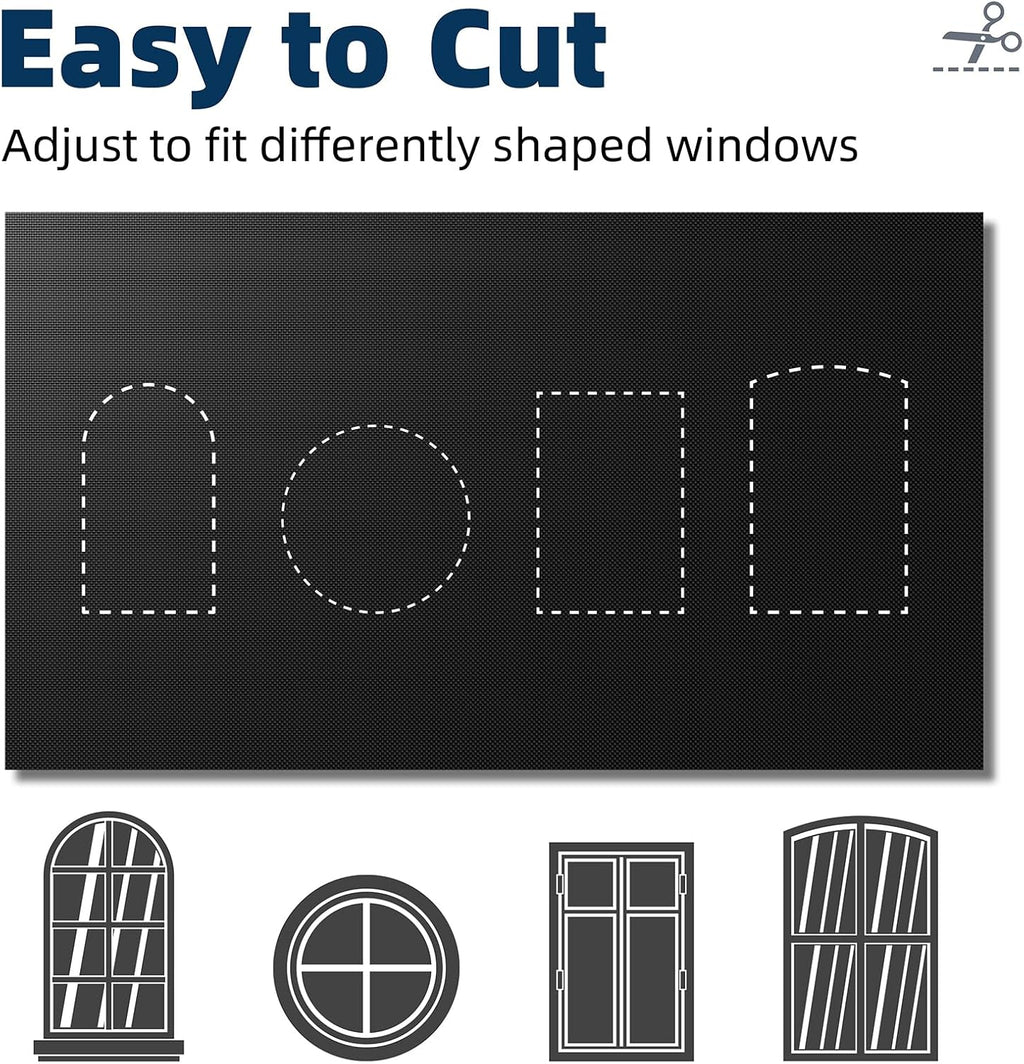 Nighton Portable Blackout Curtains 100"×57", Strong Hook and Loop Tape Strips with Adhesive, Cuttable Blackout Window Cover, 100% Black Out…