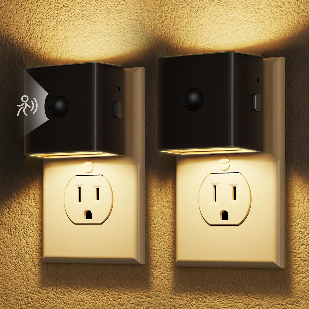 DORESshop LED Motion Sensor Night Light [2 Pack], Plug in Night Light, Dusk to Dawn Night Light Motion Sensor, 3 Level Brightness…