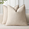 decorUhome Summer Decorative Linen Throw Pillow Covers 18x18 Inch Set of 2 Natural Beige Pillow Covers with Flange Edges Soft Farmhouse Boh…