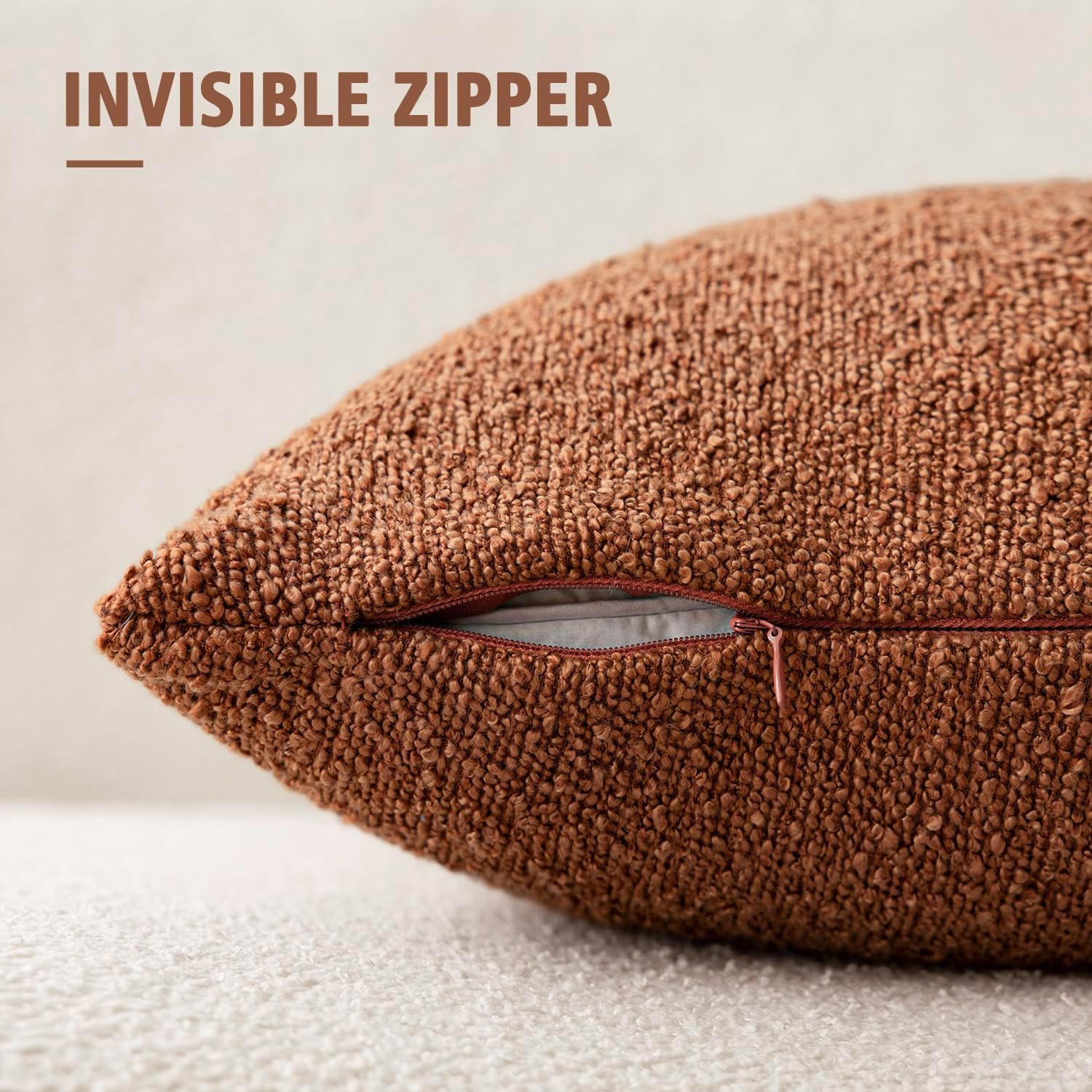 Foindtower Decorative Textured Boucle Throw Pillow Covers Accent Solid Pillow Cases Neutral Soft Cozy Couch Cushion Case for Chair Sofa…