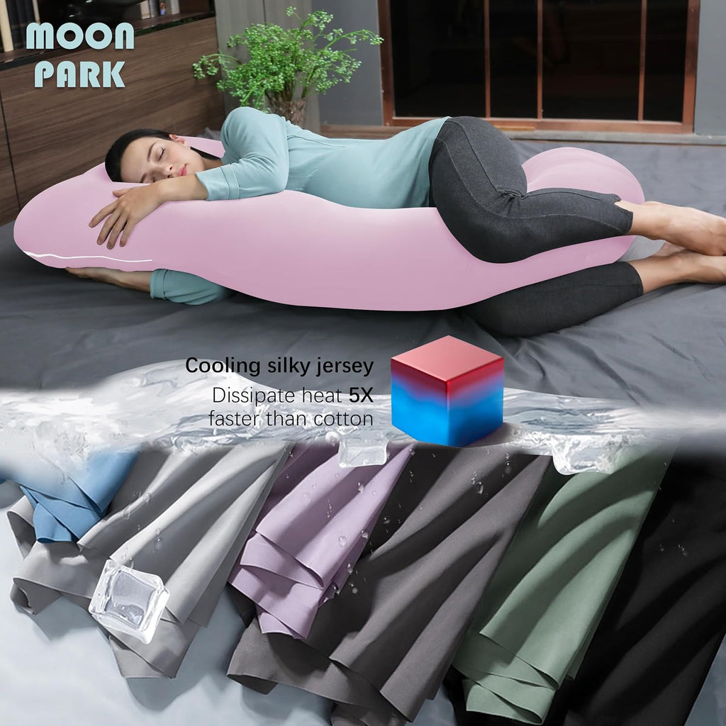 Moonpark MOON PARK Pregnancy Pillows for Sleeping - U Shaped Full Body Maternity Pillow with Removable Cover - Support for Back, Legs, Bell…