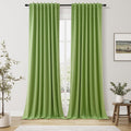 Guken Lime Green 100% Blackout Linen Curtains 108 Inch Length 2 Panels Set for Living Room Bedroom Back Tab/Rod Pocket Thermal Insulated Fa…