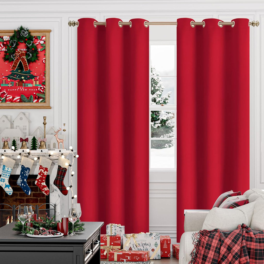 YoungsTex Red Blackout Curtains for Bedroom 84 Inches Length - Thermal Insulated with Grommet Room Darkening Drapes for Living Room Divider…