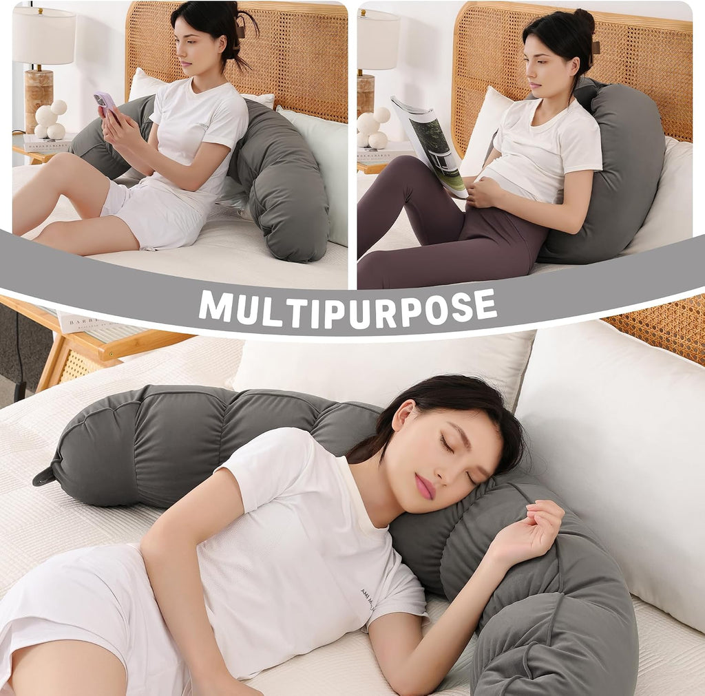 Peallow(Pat. Pend) – Long Round Body Pillow for Adults, Bolster Pillow for Sleeping, Soft and Supportive Pillow for Sleeping & Lumbar…