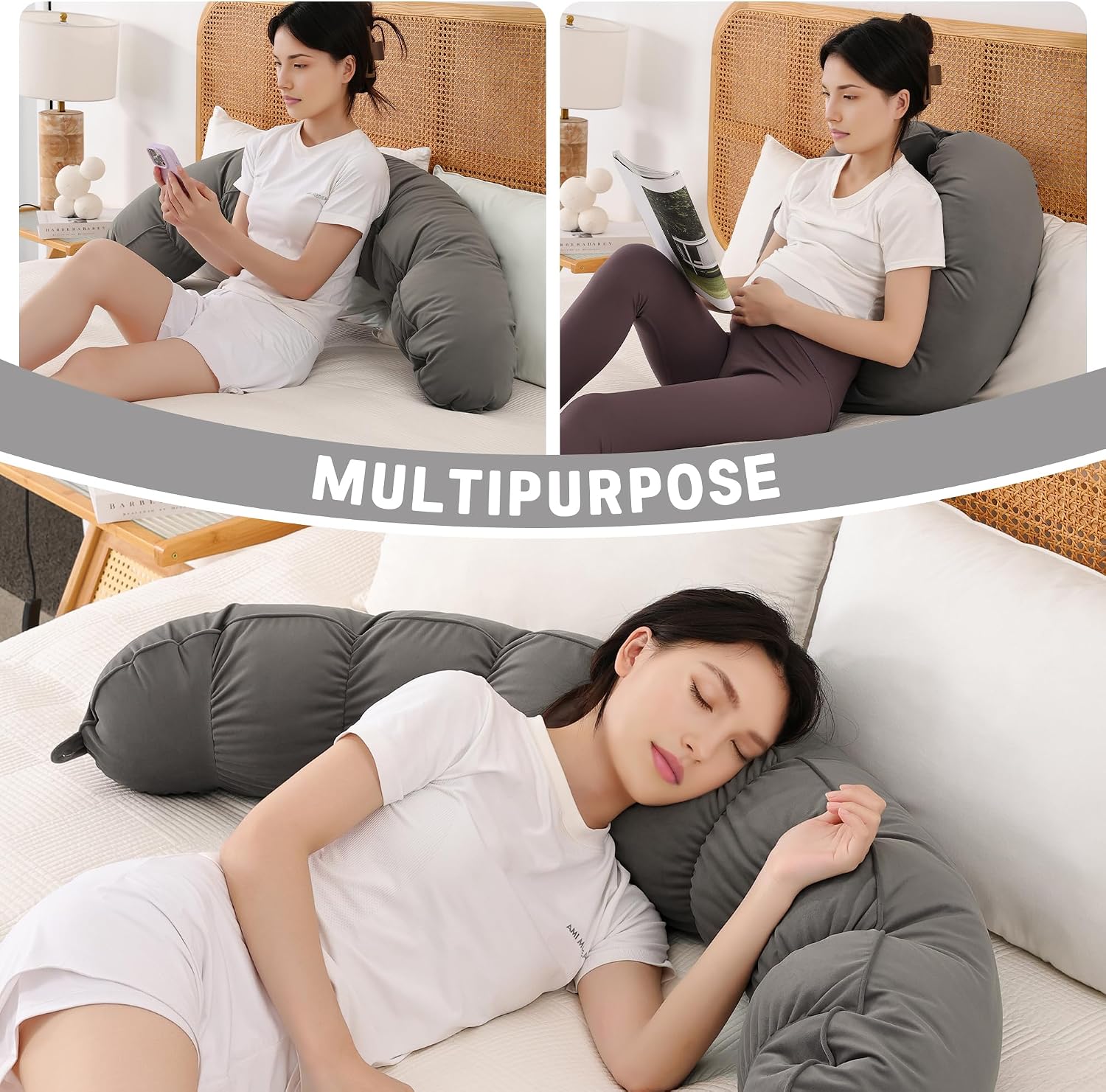Peallow(Pat. Pend) – Long Round Body Pillow for Adults, Bolster Pillow for Sleeping, Soft and Supportive Pillow for Sleeping & Lumbar…