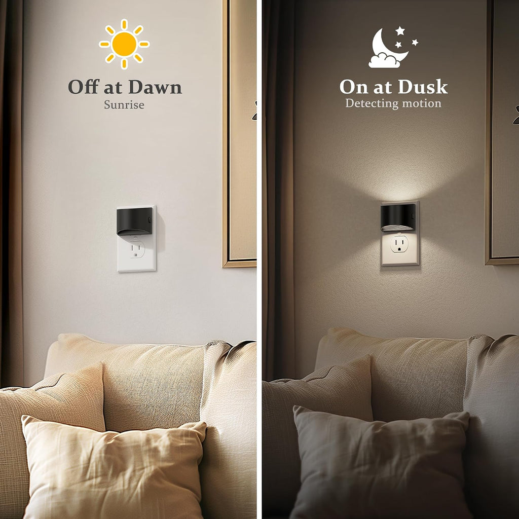 JandCase Night Light, Automatic Night Lights Plug into Wall,2 Pack Dusk to Dawn Sensor Nightlight, 5000K Brightness Adjustable Nightlight f…