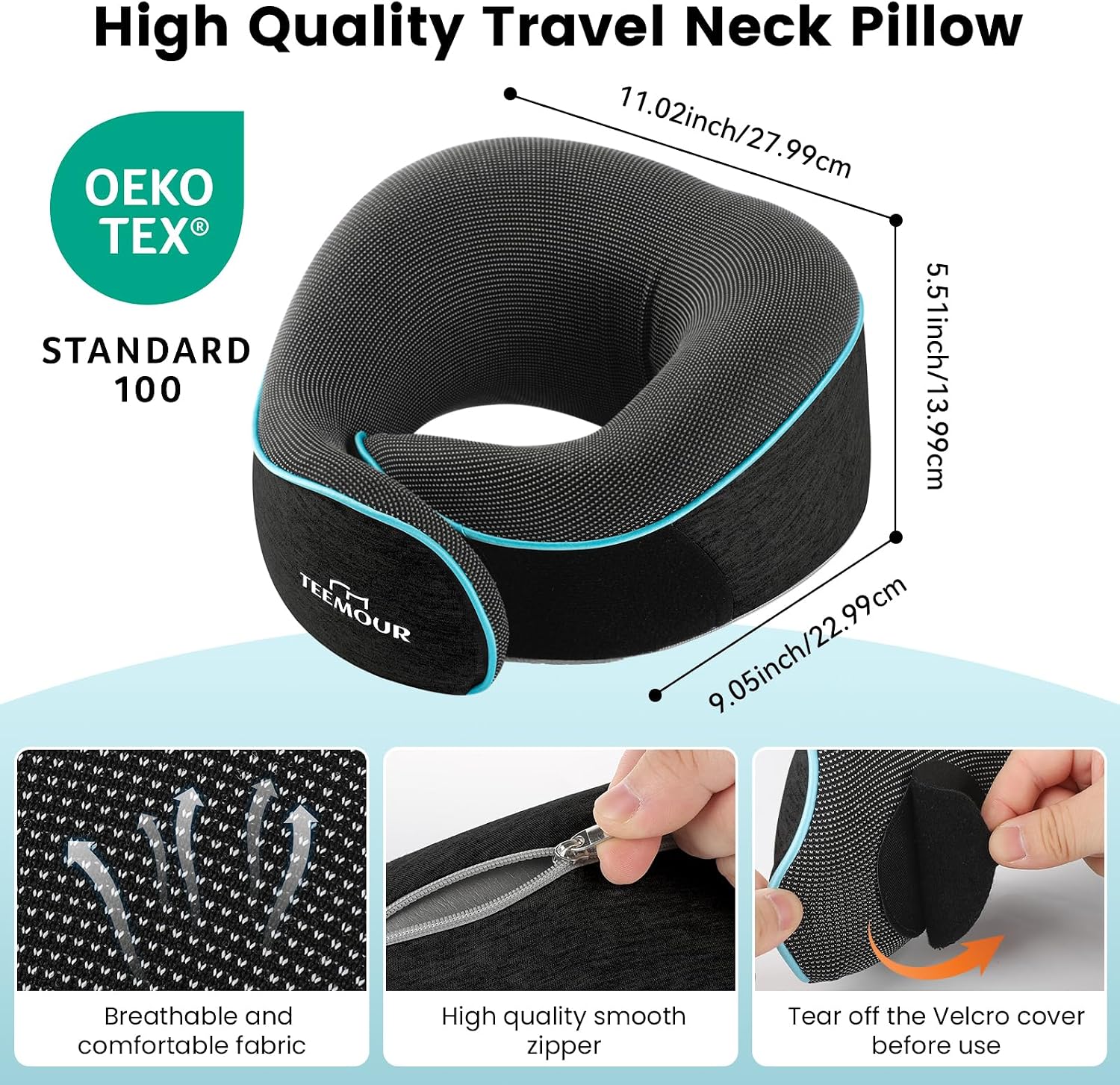 Travel Neck Pillow for Airplane -Memory Foam Travel Pillow for Long Flights/Car Sleep 360° Support Airplane Pillow, With Eye Mask &…