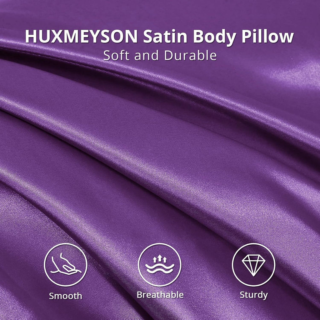 Huxmeyson Body Pillow with Satin Pillowcase, Body Pillow for Adults, Removable Cover, (20"x54") 1 count