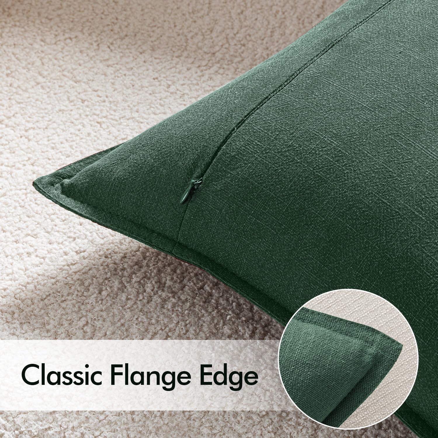 EMEMA Christmas Throw Pillow Covers Decorative Linen Pillow Covers 20x20 Inch Green Boho Farmhouse Neutral Couch Throw Pillows for Bed…