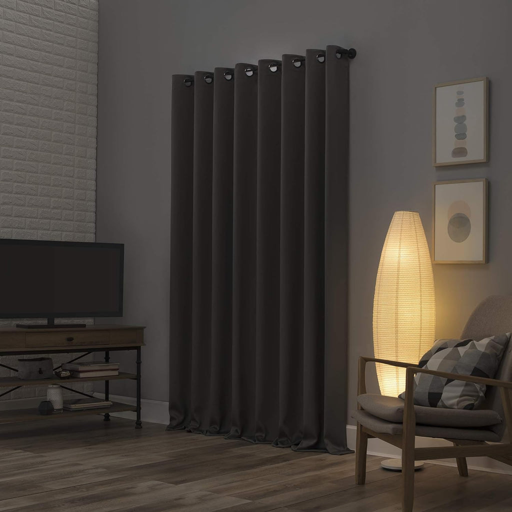 Sun Zero Nordic 2-pack Theater Grade Extreme 100% Blackout Grommet Curtain Panel Pair, 52" x 63", Gray
