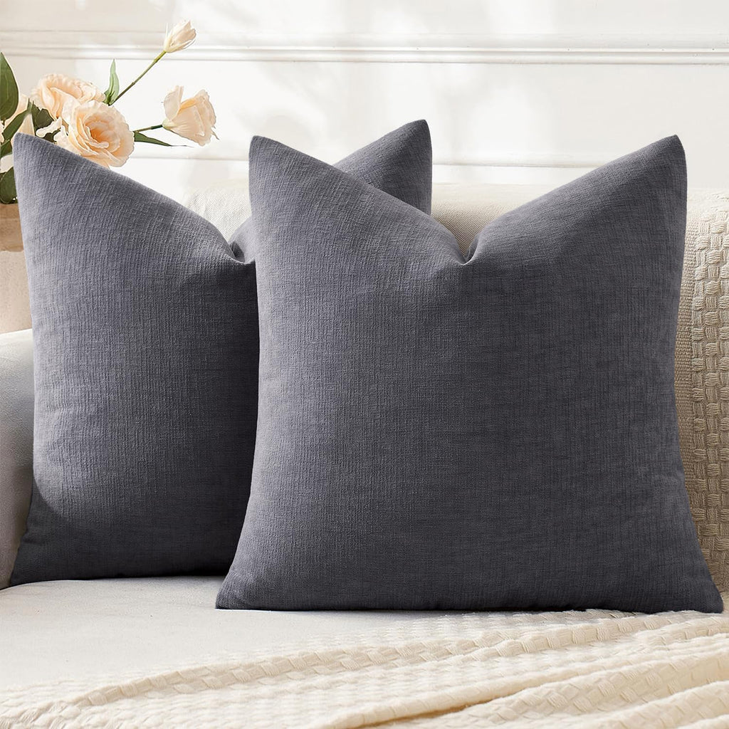 Miulee Grey Couch Pillow Covers 20x20 Inch, Set of 2 Soft Chenille Decorative Square Throw Pillow Covers Farmhouse for Sofa Living Room Bed…
