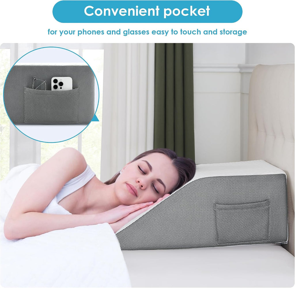 Cozymaker 10" Leg Elevation Pillows for Swelling, Cooling Gel Memory Foam Wedge Pillows for After Surgery, Sciatica Back Knee Hip Ankles,…