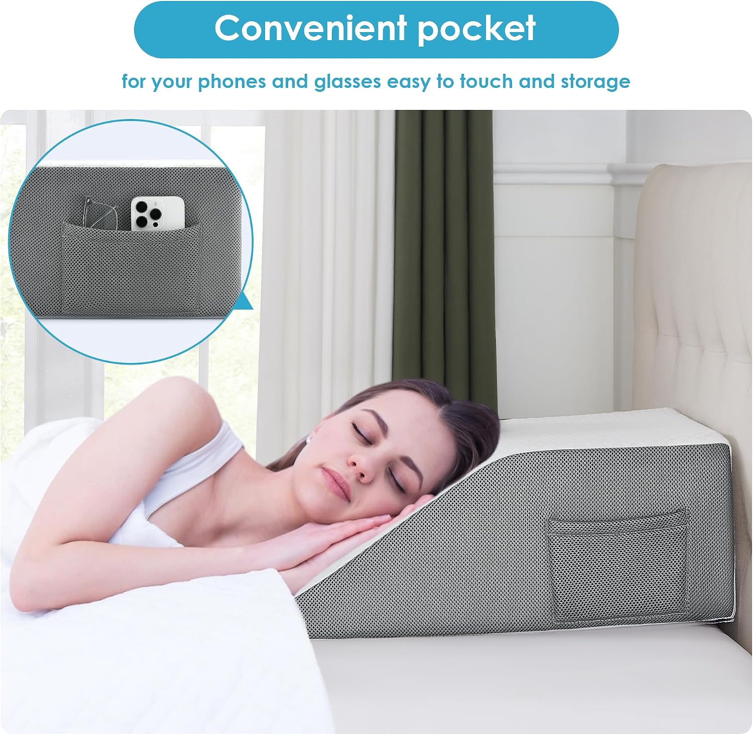 Cozymaker 10" Leg Elevation Pillows for Swelling, Cooling Gel Memory Foam Wedge Pillows for After Surgery, Sciatica Back Knee Hip Ankles,…