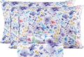 mooreeke Floral Queen Sheets, Soft Breathable Microfiber Vintage Printed Bed Sheet Set, Deep Pocket Non-Slip Fitted Sheet Included, Purple…