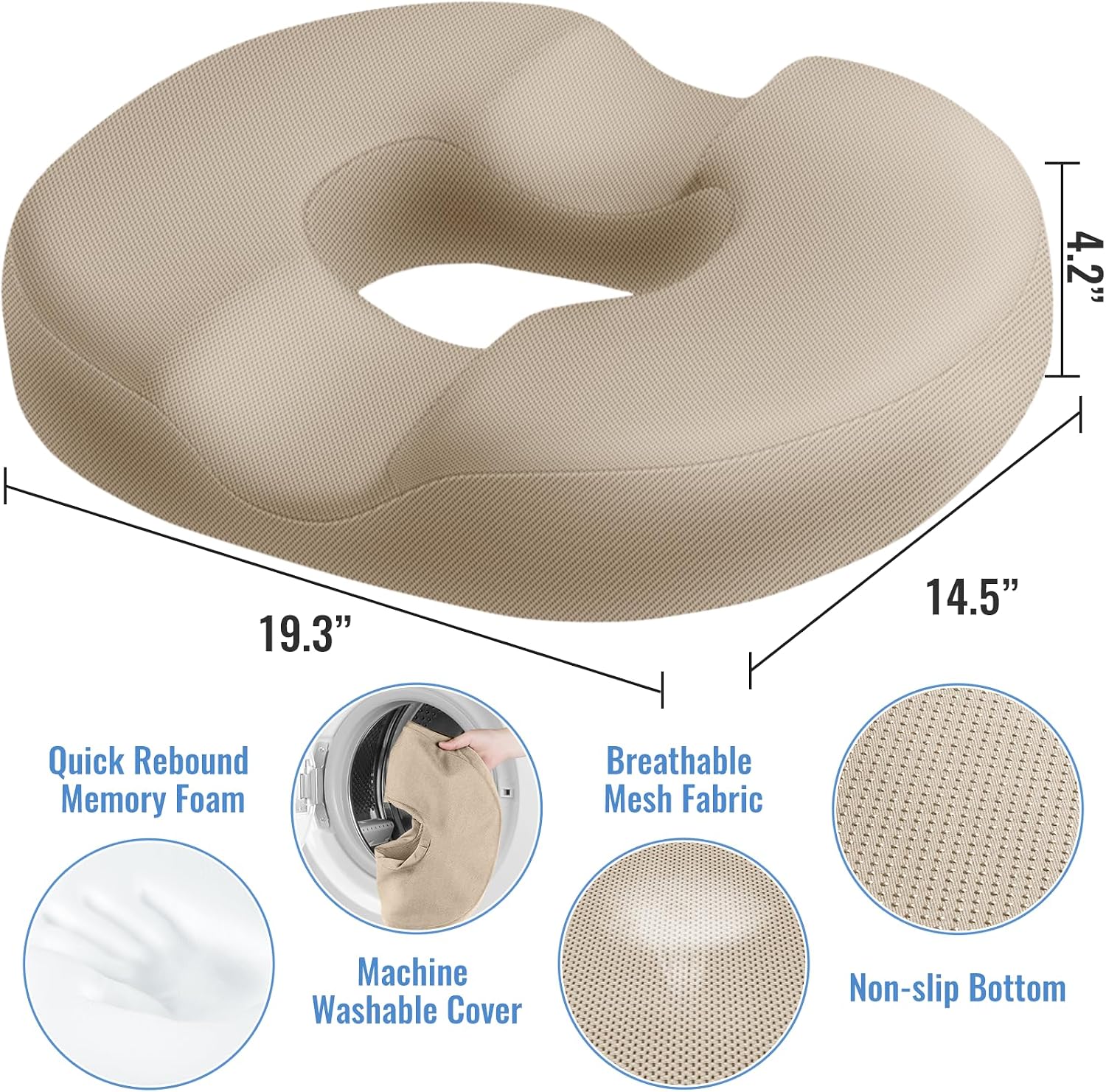 CloudBliss Donut Pillow Seat Cushion Chair Pad for Tailbone and Hemorrhoids, Memory Foam Seat Chair Cushion for Men and Women for Home & Of…