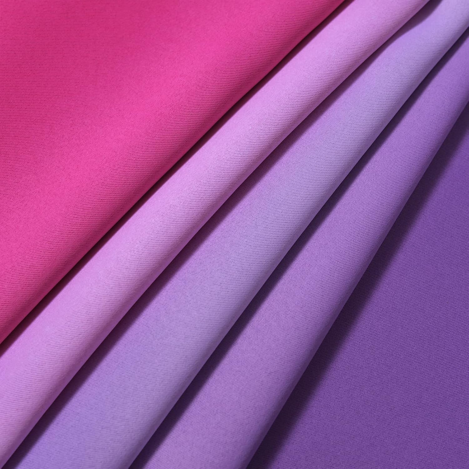 Yakamok Ombre Pink and Purple Curtains for Bedroom, Gradient Room Darkening Curtains, Grommet Thermal Insulated Light Blocking Window Drape…