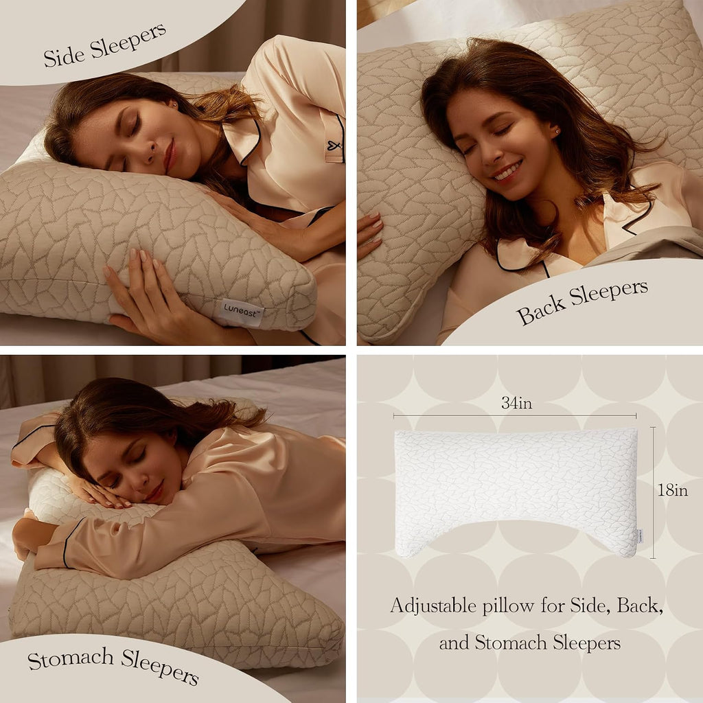 Memory Foam Pillows for Sleeping Adjustable Breathable Bed Pillow for Side, Back, and Stomach Sleepers Washable Pillow Cover Stardust…