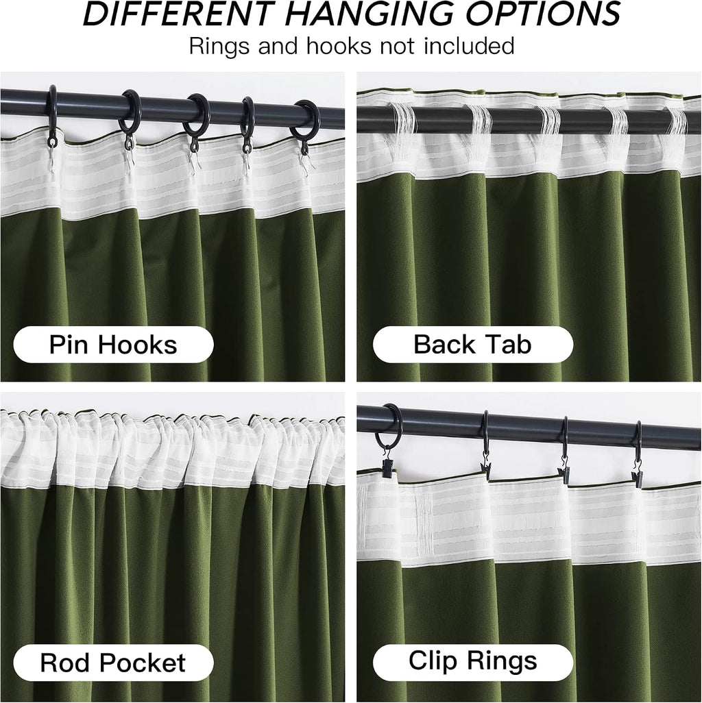 Rybhome RYB HOME Elegant Green Velvet Curtains 120 inches Long, Light Blocking, Thermal Insulated, Stylish Velvet Drapes with Hook Belt for…