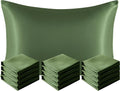 Ntbay 12 Pack Satin Queen Pillowcases for Hair and Skin, Luxurious and Silky Pillow Cases with Envelope Closure, 20 x 30 Inches, Olive Gree…