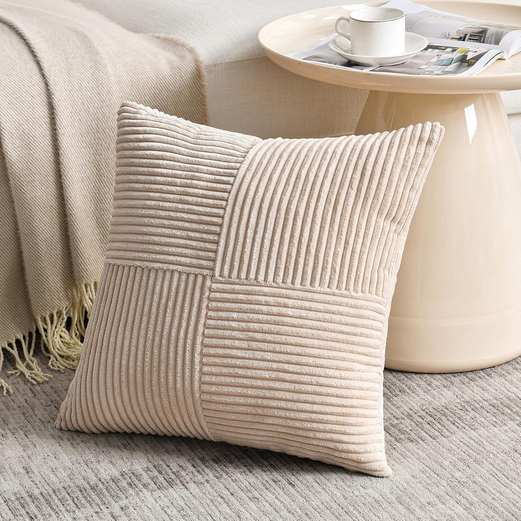 Fancy Homi 2 Packs Tan Decorative Throw Pillow Covers 20x20 Inch for Living Room Couch Bed Sofa, Farmhouse Boho Home Decor, Soft Corss…
