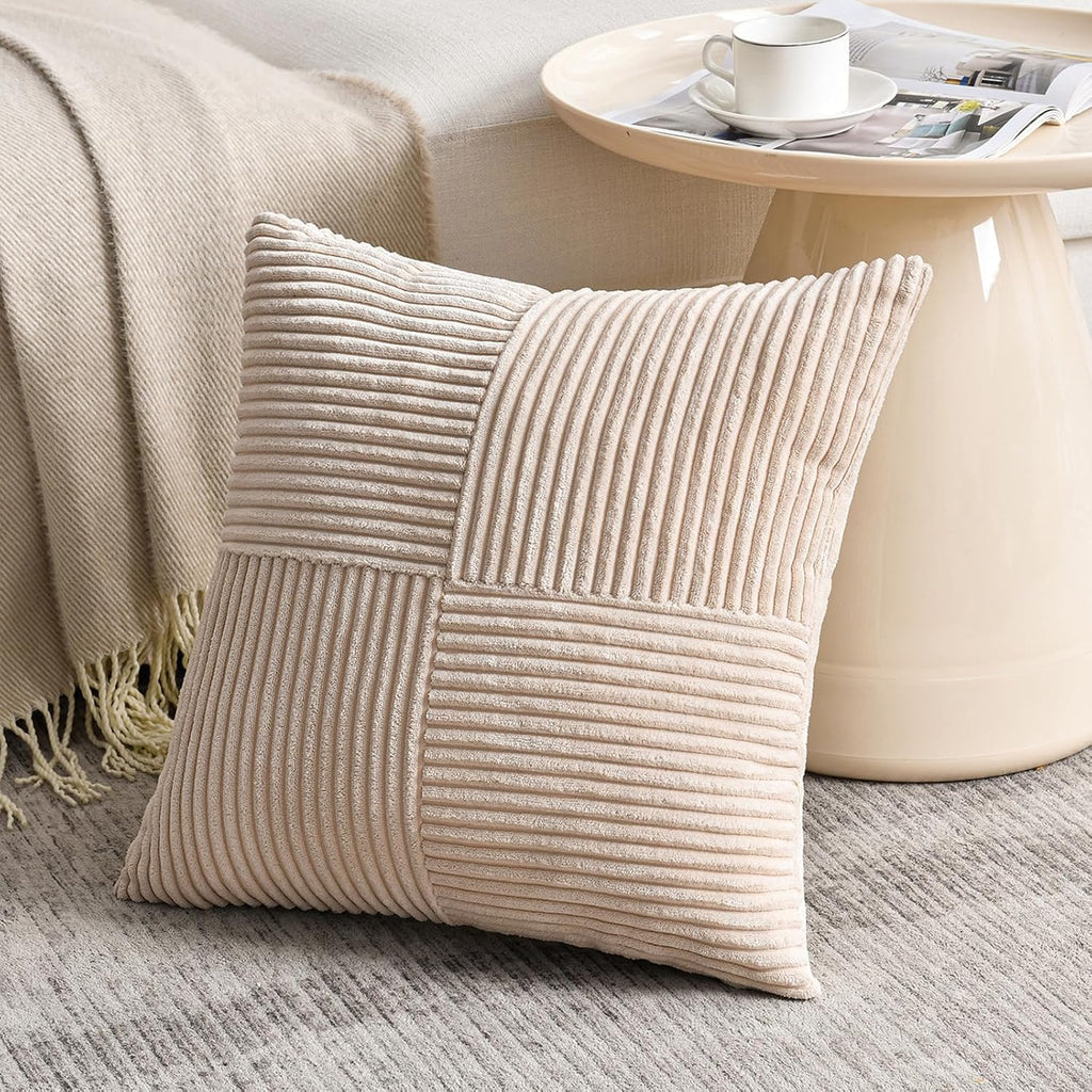 Fancy Homi 2 Packs Tan Decorative Throw Pillow Covers 18x18 Inch for Living Room Couch Bed, Rustic Farmhouse Boho Home Decor, Soft Corss…