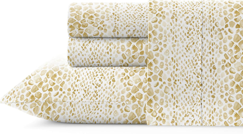 Pointehaven Modern Snake Printed Cotton Percale 4 pc Sheet Set, King