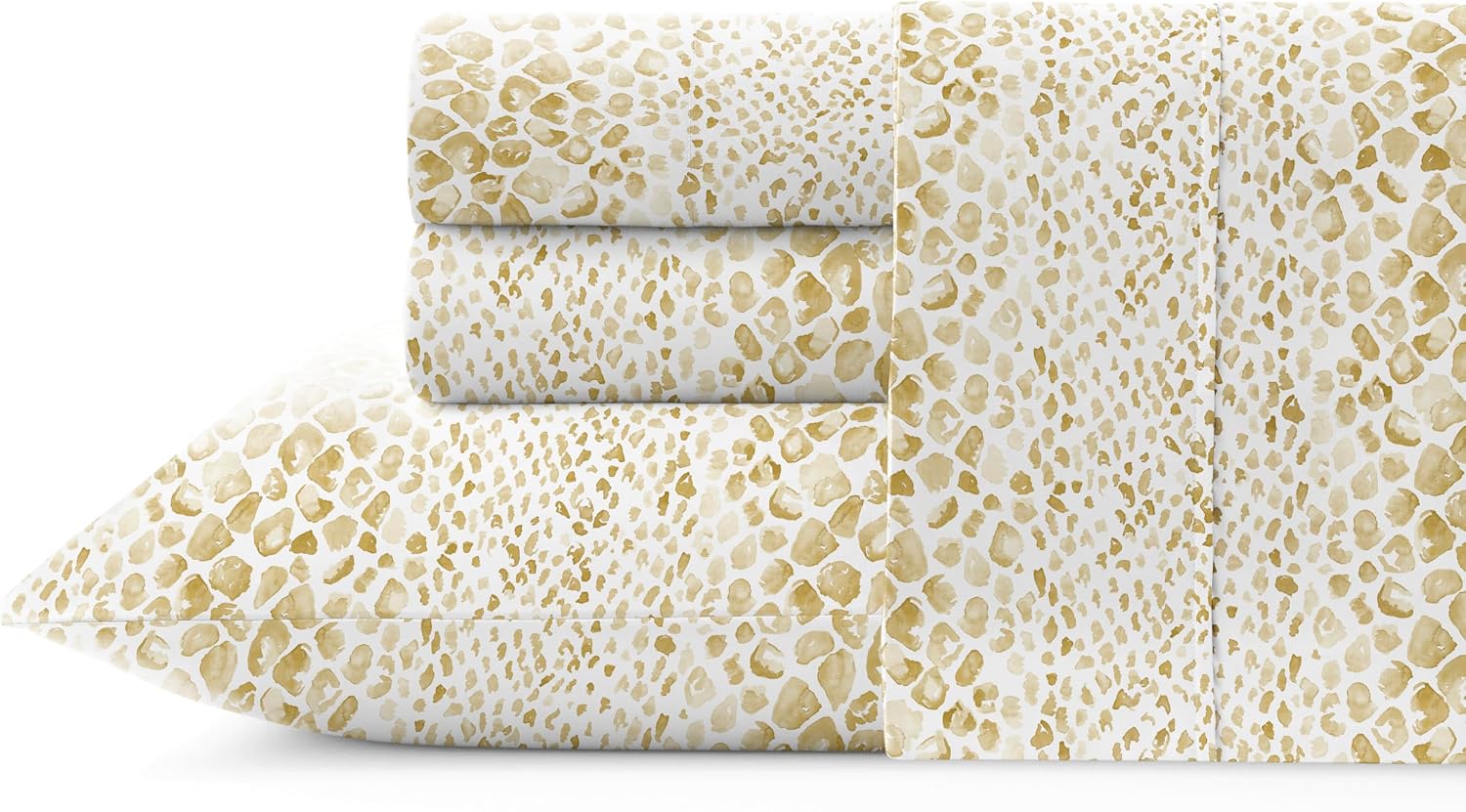 Pointehaven Modern Snake Printed Cotton Percale 4 pc Sheet Set, King