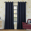 Sun Zero Nordic 2-Pack Theater Grade Noise Reducing Extreme 100% Blackout Grommet Curtain Panel Pair, 52" x 54, Navy Blue