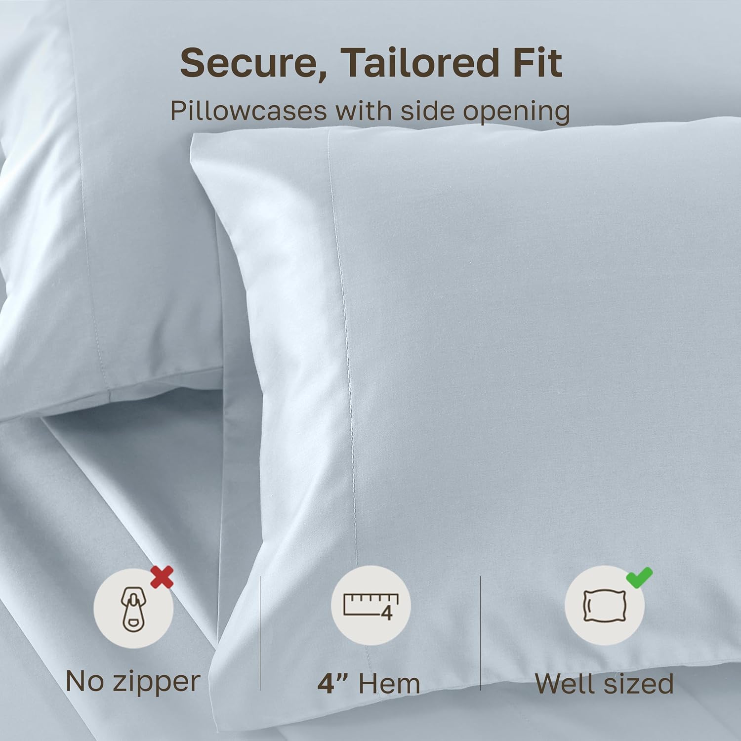 California Design Den Cotton Pillowcases Queen Set of 2 - Soft & Silky 500 Thread Count Sateen, Breathable 100% Cotton Pillow Cases, Fits…