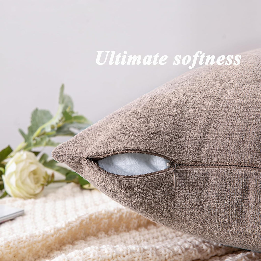 Gawamay Decorative Square Throw Pillow Covers 18"x18" Inch Set of 4, Super Soft Chenille Pillows Cover Fall Pillowcase for Living Room Bedr…
