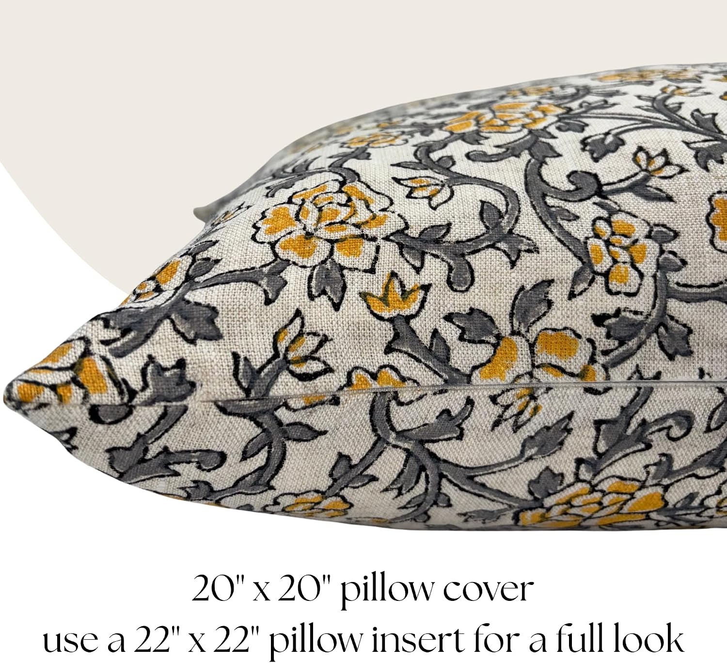 LineandLoop Linen Yellow Pillow Throw Pillow Covers 20x20 inch Pillow Farmhouse Style Spring Decorative Pillow Covers for Couch Living Room…