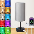 Unicozin Table Lamp for Bedroom, 3 Color Temperatures, 7 RGB Colors, Adjustable Brightness, Dual USB Charging Ports, Ambience Nightstand…