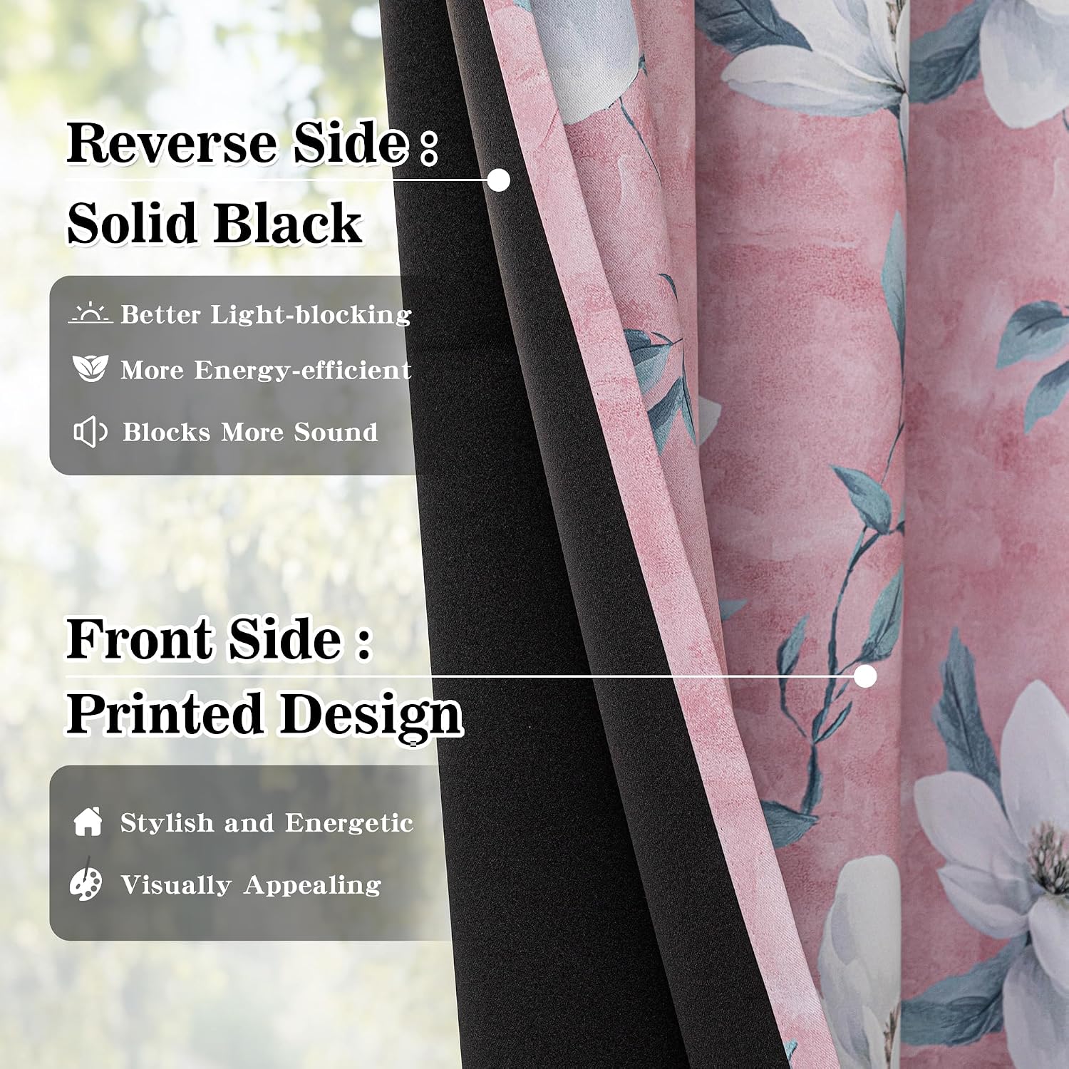 Myskyhome MYSKY HOME Floral 95% Pink Blackout Curtains 84 Inch Length 2 Panels Set for Girls Bedroom Thermal Insulated Light Blocking Drape…