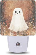 Cute Halloween Ghost Night Lights Plug into Wall, Night Light for Bedroom Bathroom Hallway Kitchen, Auto Dusk to Dawn Sensor Decorative…