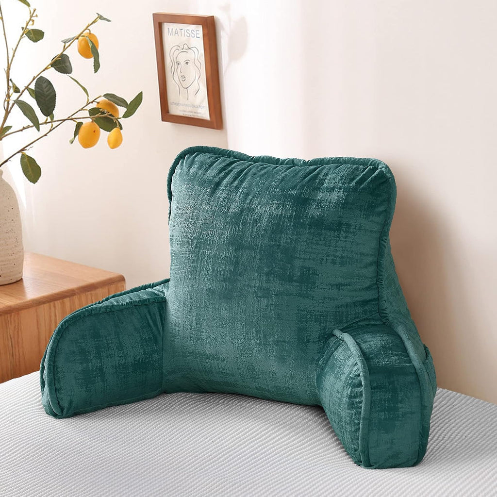 Bytide DIY Assembly Art Velvet Backrest Reading Bed Rest Pillow with Arms & Pockets, 18" H for Sitting in Bed Couch Sofa, Back Support Cush…