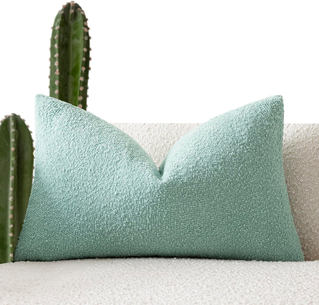 Foindtower Decorative Textured Boucle Throw Pillow Covers Accent Solid Lumbar Pillow Cases Neutral Soft Cozy Couch Cushion Case for Chair…