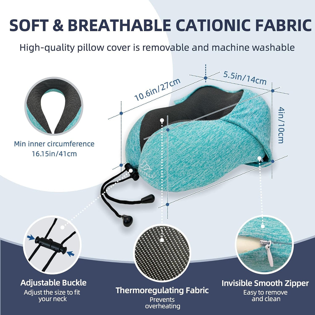 Travel Pillow with Extra Large Hood for Airplane Long Flights Privacy and Comfort Memory Foam with Skin-Friendly Cover for Road Trip…