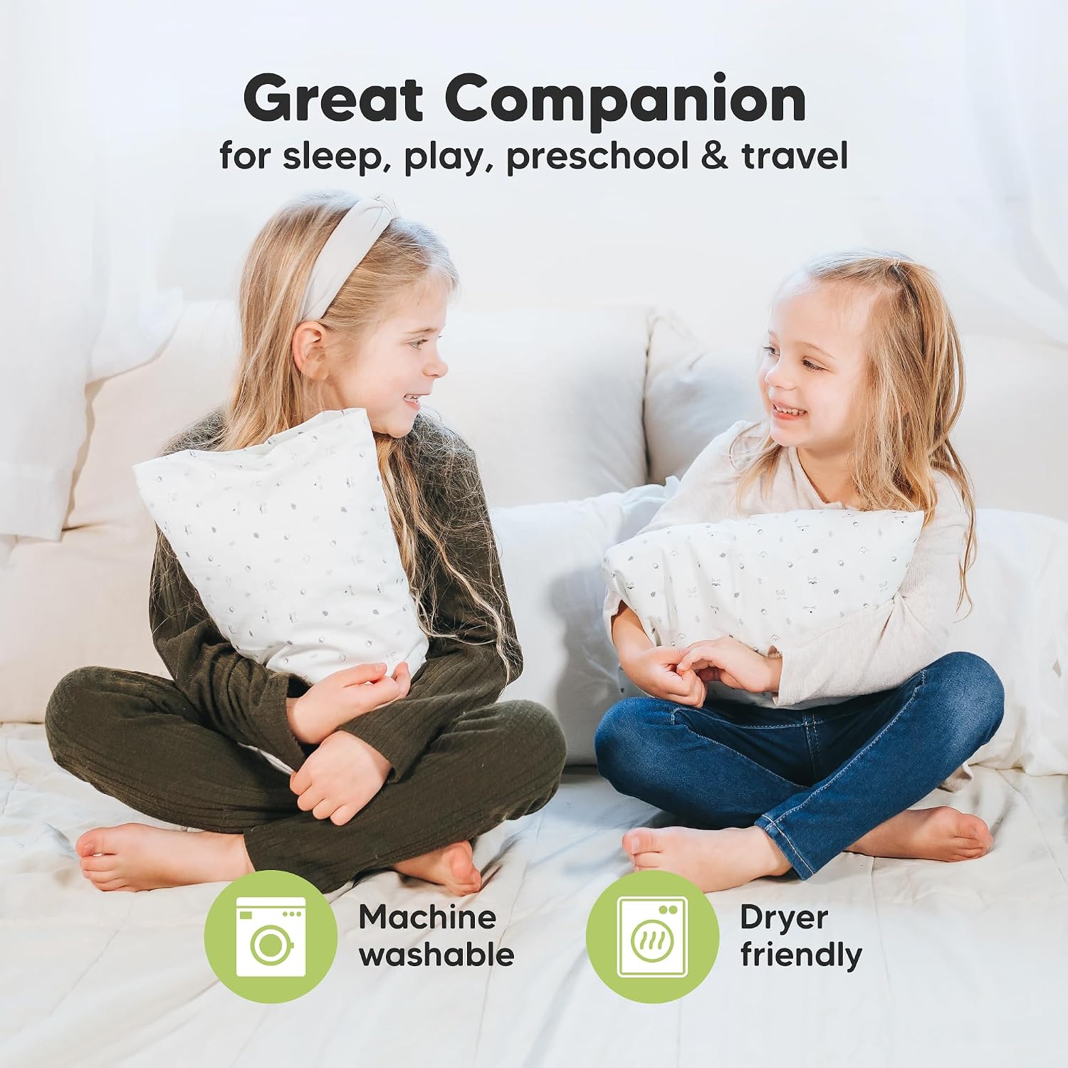 Mini Toddler Pillow with Pillowcase - 9x13 My Little Dreamy Travel Kids Pillow for Sleeping, Toddler Bed, Small, Tiny, Organic Cotton…