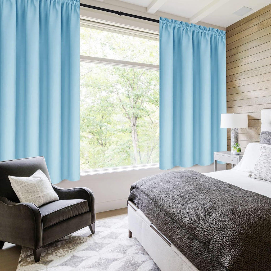 Dwcn Blackout Curtains – Thermal Insulated, Energy Saving & Noise Reducing Bedroom and Living Room Curtains, Light Blue, W 42x L 63 Inch, S…