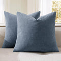 Miulee Dark Grey Blue Couch Pillow Covers 18x18 Inch, Set of 2 Soft Chenille Decorative Square Throw Pillow Covers Farmhouse for Sofa Livin…