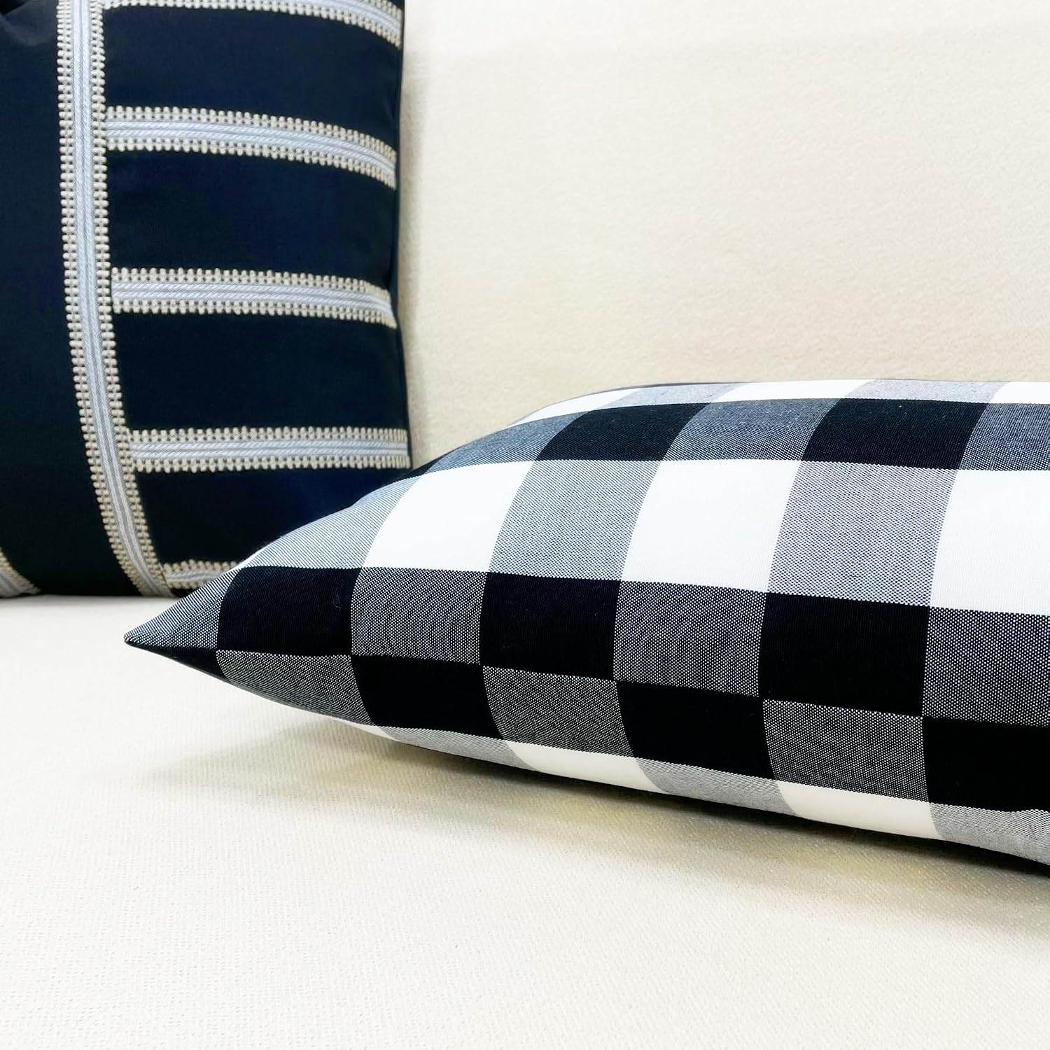 Slow Cow Black Checker Plaid Rectangular Pillow Cover Pillowcase Decorative Lumbar Throw Pillow Cover for Couch Sofa 12 x 24 Inches