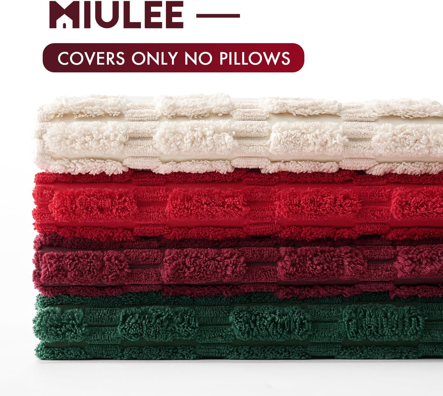 Miulee Pack of 4 Christmas Boho Farmhouse Red and Green Corduroy Decorative Throw Pillow Covers 20x20 Inch Retro Soft Striped Pillow Covers…