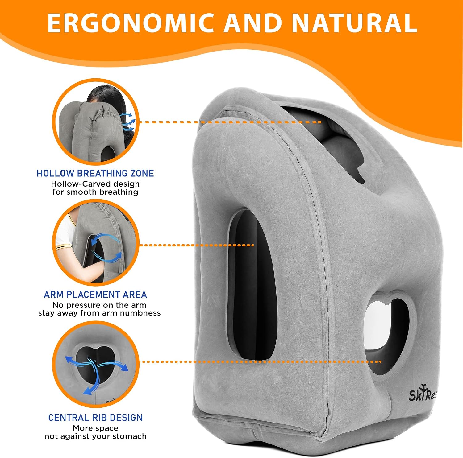 Inflatable Travel Pillow - Airplane Pillow for Neck Support on Long Flights, Buses, Cars, Office & Trains - Comes with Eye Mask, Earplugs…