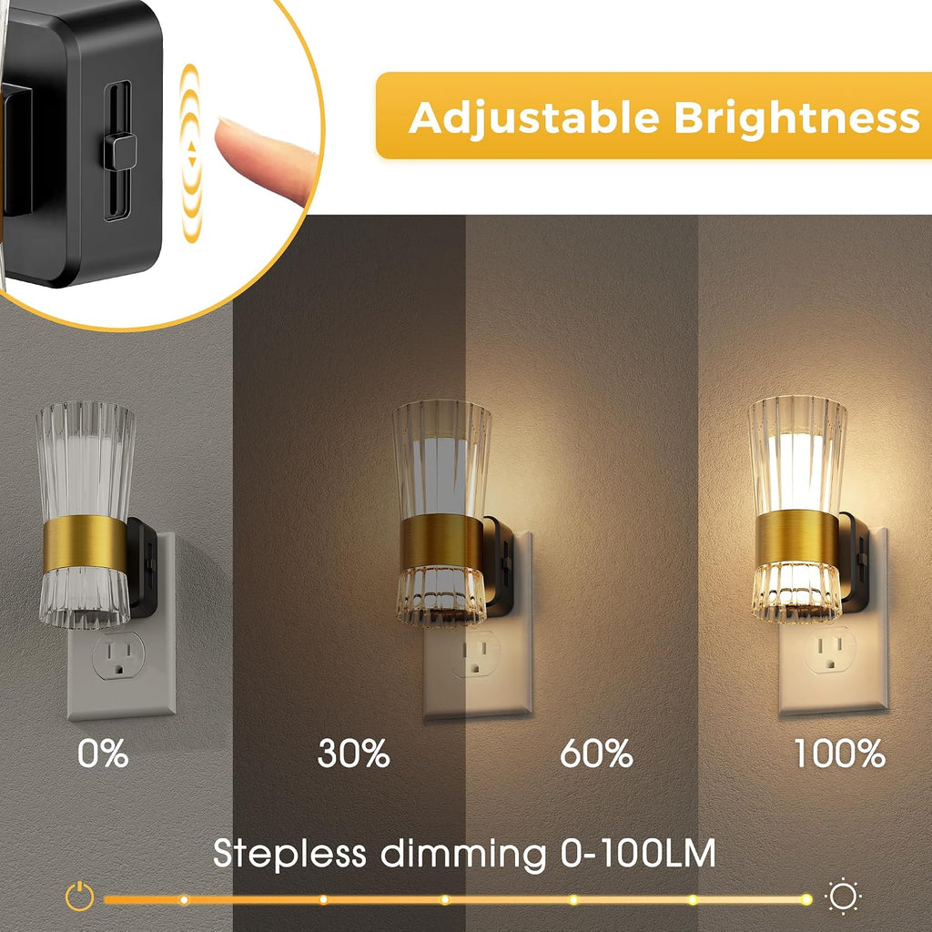 L LOHAS LED Night Light, Night Lights Plug into Wall, 3000K Soft Warm 0-100LM Adjustable Modern Night Lights, Automatic Nightlights Pulg…