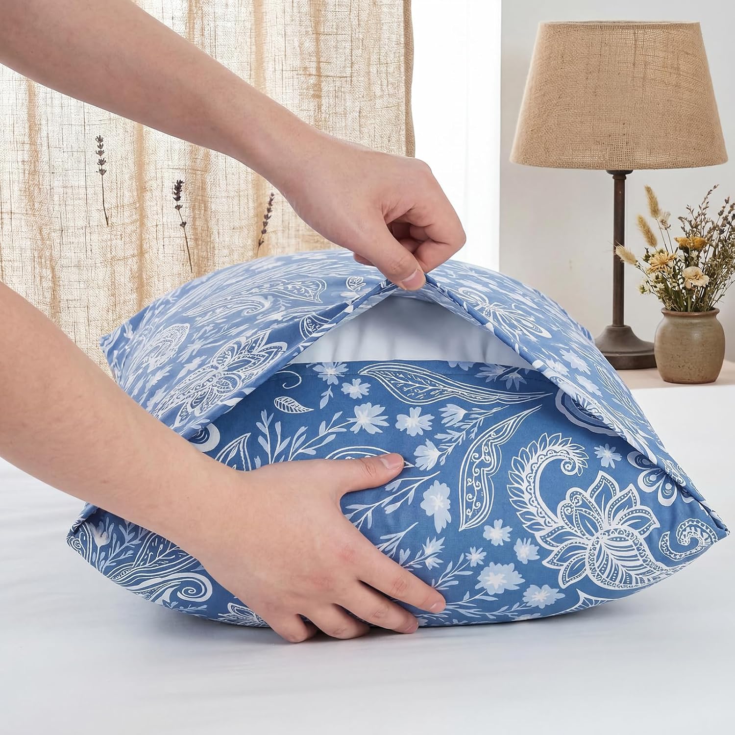 Bedorm Standard Size Pillow Cases Set of 2 Paisley Floral Pillow Covers Soft & Breathable 100% Cotton Pillowcases Boho Chic Decorative Pill…
