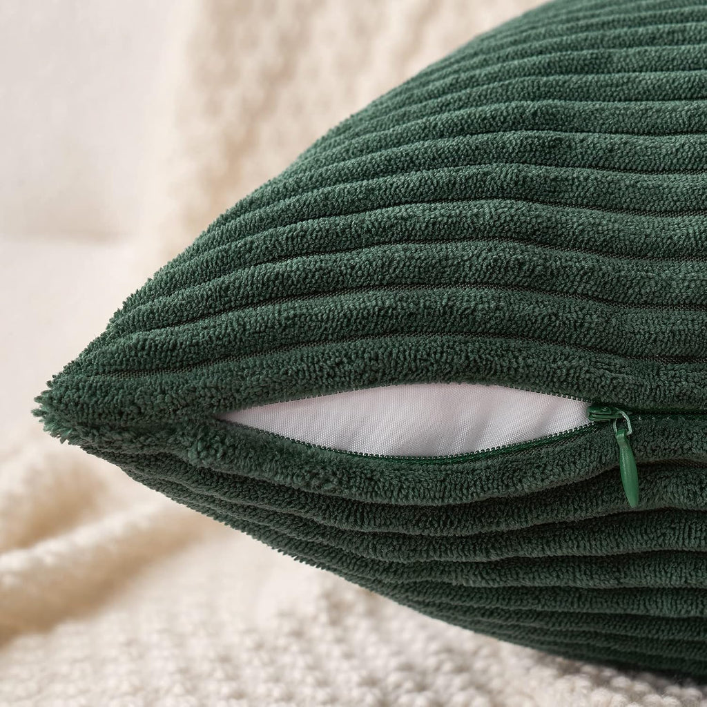 MIULEE Pack of 2 Corduroy Pillow Covers 12 x 20 Inch Lumbar Throw Pillow Covers Army Green Pillowcases for Spring Sofa Bedroom Couch