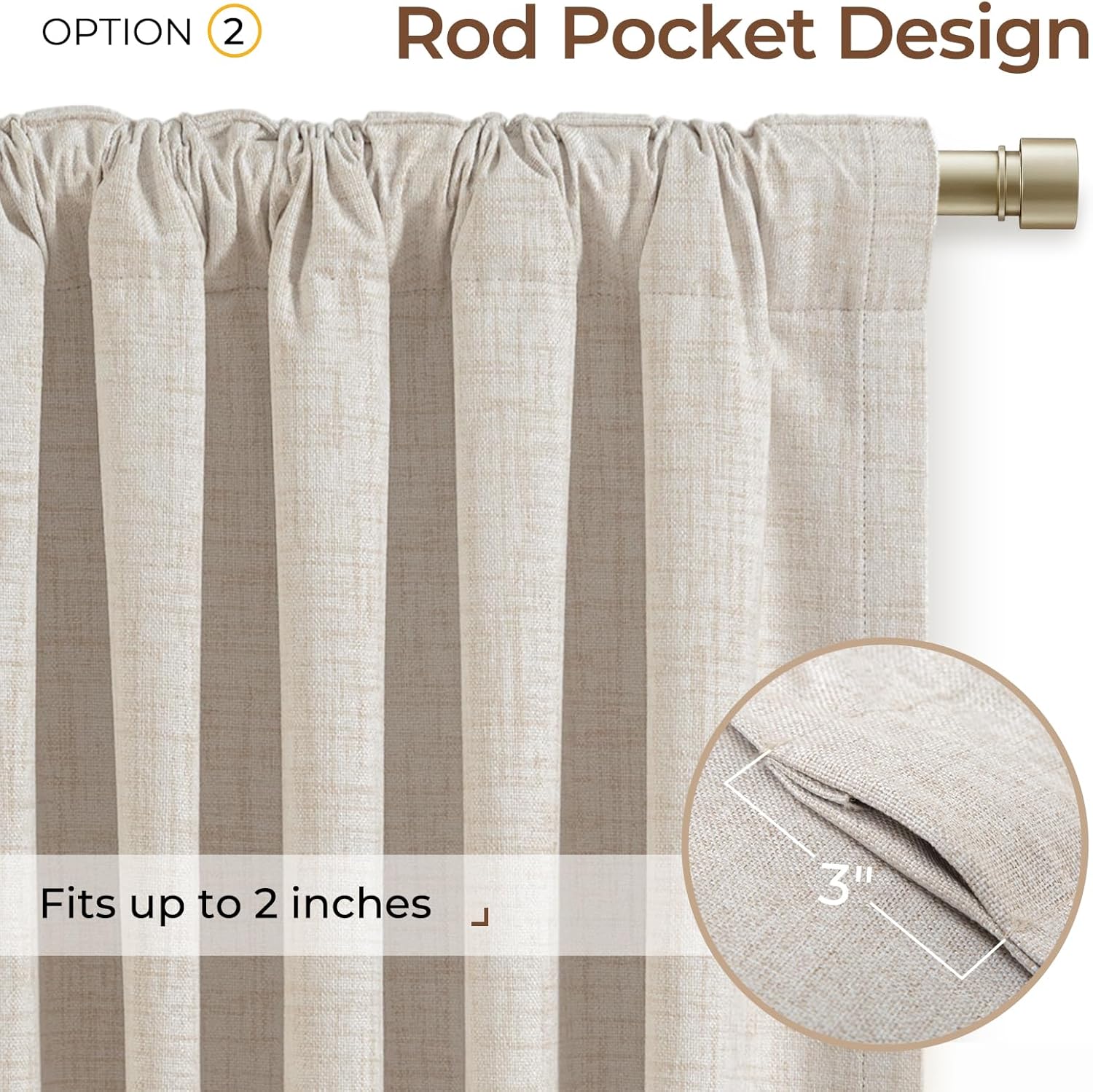 Inovaday 100% Blackout Curtains 96 Inches Length 2 Panels Set, Back Tab/Rod Pocket Linen Black Out Curtains for Bedroom, Thermal Insulated…